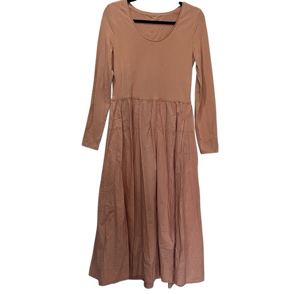 Everlane Medium The Long-Sleeve Riviera Dress Supima Cotton Ballerina R1 - Picture 2 of 7